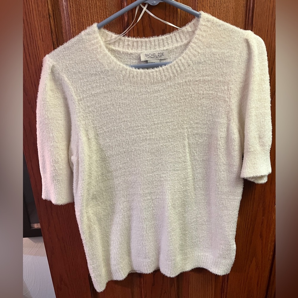 Rachel Zoe White Fuzzy Sweater M